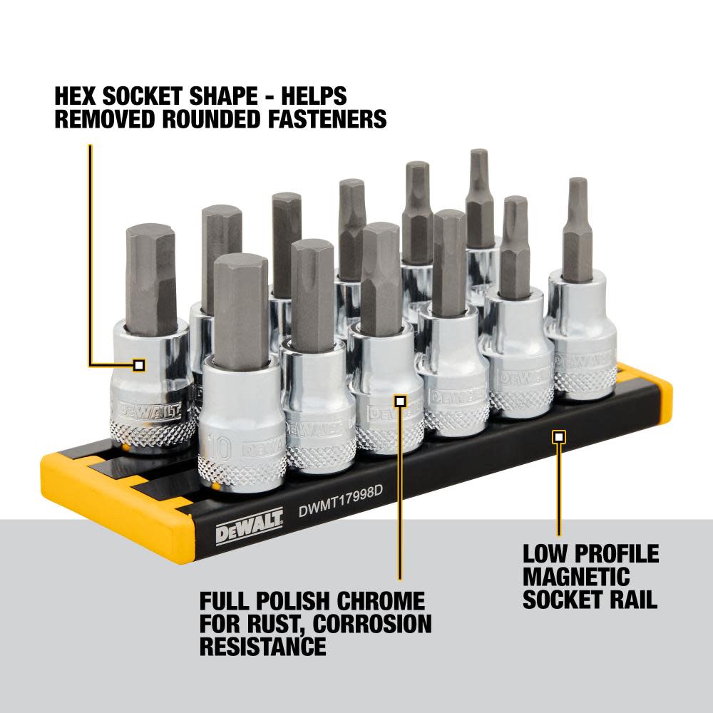 DEWALT MM HEX Socket Set 3/8″ DRIVE 12pc - Ascmtools