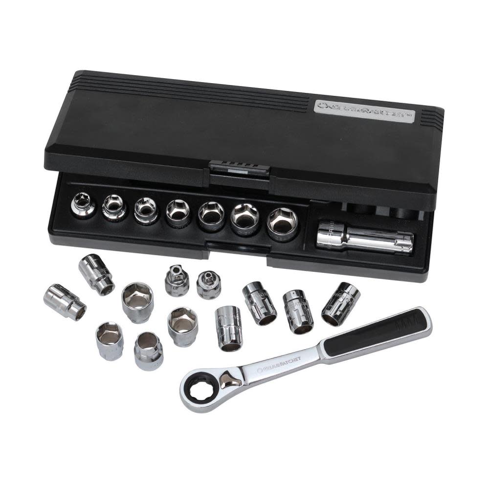 GEARWRENCH 21 Pc 3/8 In. Drive SAE/Metric Pass-Thru GearRatchet Mechanics Tool Set - Ascmtools
