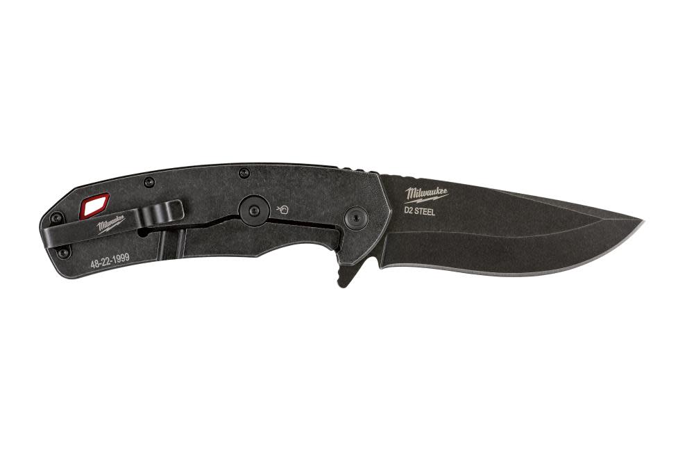 Milwaukee 3.5 in. HARDLINE Smooth Recurve Drop Point Blade Pocket Knife - Ascmtools