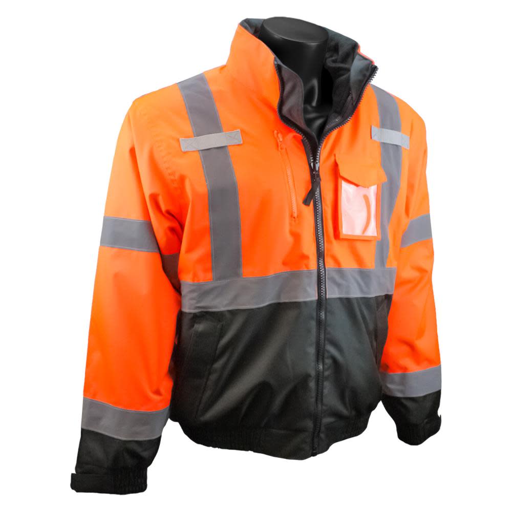 Radians Three in One Deluxe High Visibility Bomber Jacket Orange Black Bottom XL - Ascmtools