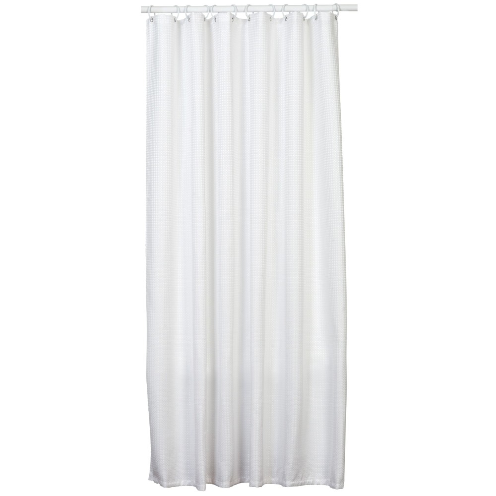 Zenith White Polyester Waffle Weave Shower Curtain Liner - Ascmtools