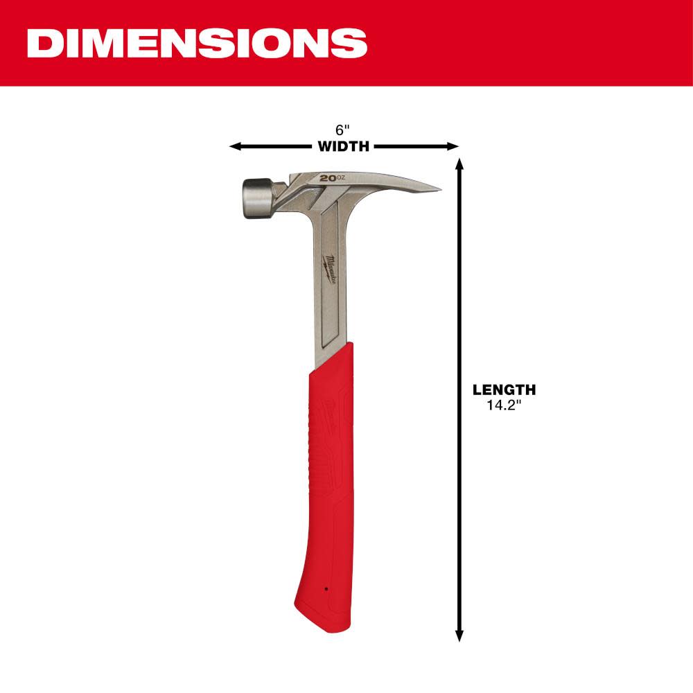 Milwaukee 20oz Smooth Face Rip Claw Hammer - Ascmtools