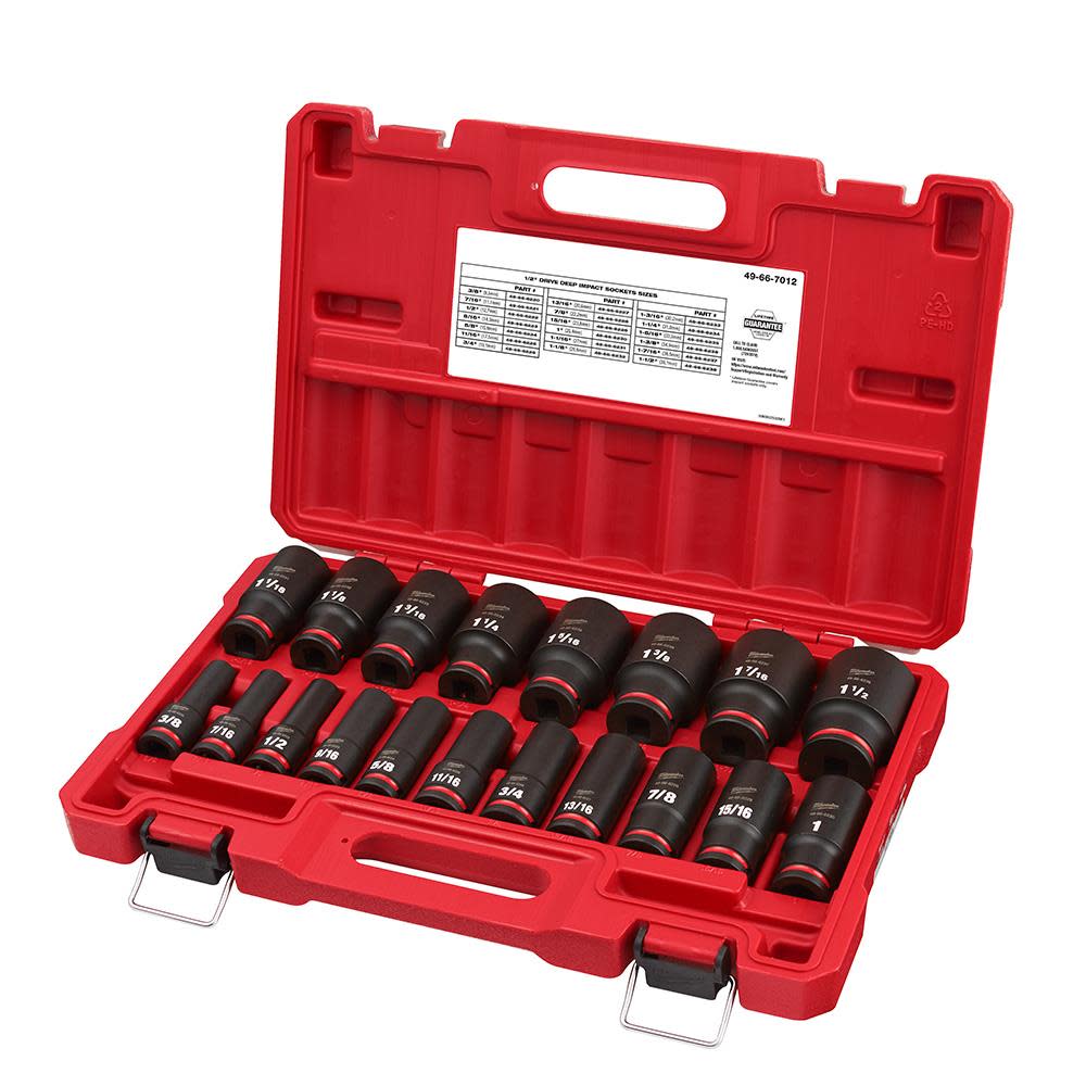Milwaukee Impact Socket 19PC 1/2″ Drive SAE DP 6Point Tool Set - Ascmtools