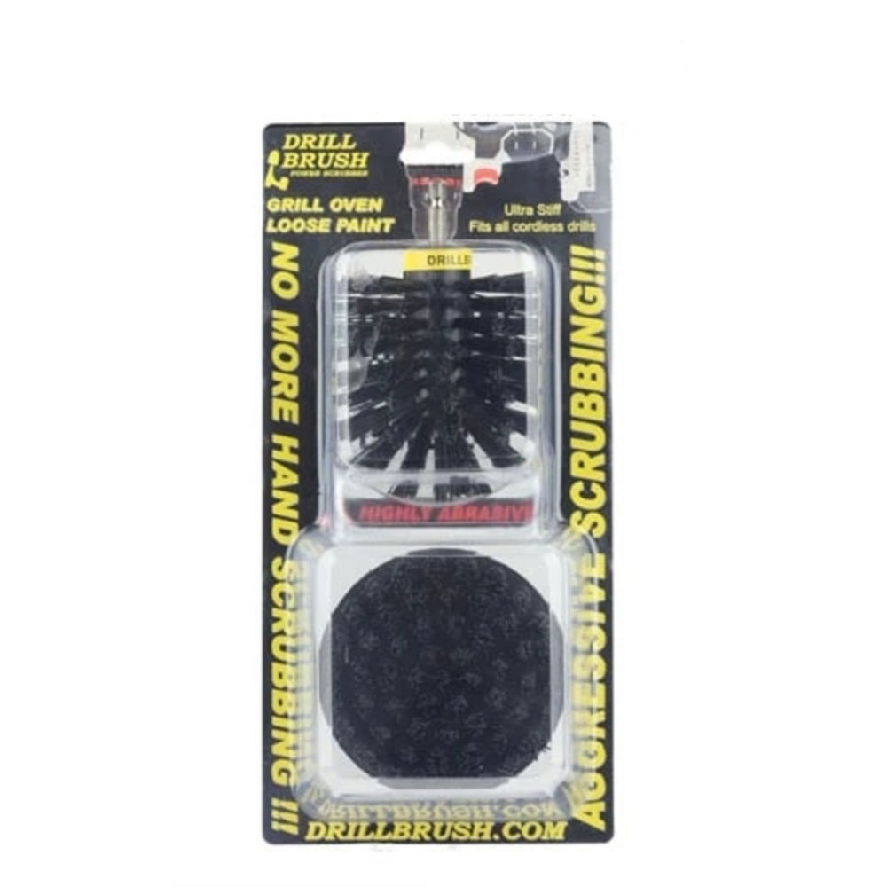 Drill Brush Grill & Heavy Duty Cleaning Kit Ultra Stiff Nylon Bristles 2pc - Ascmtools