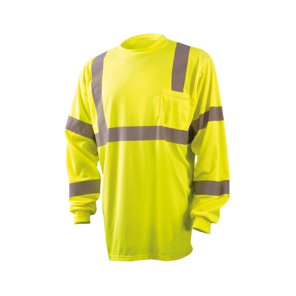 Occunomix Hi-Vis Yellow Wicking Birdseye T-Shirt Long Sleeve Large - Ascmtools