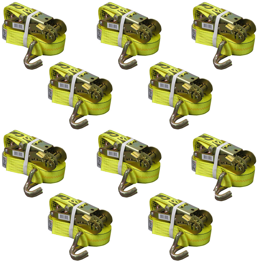 Allied International Cargoloc 2″x27′ Ratchet Tie Down with J Hook – 10pk - Ascmtools