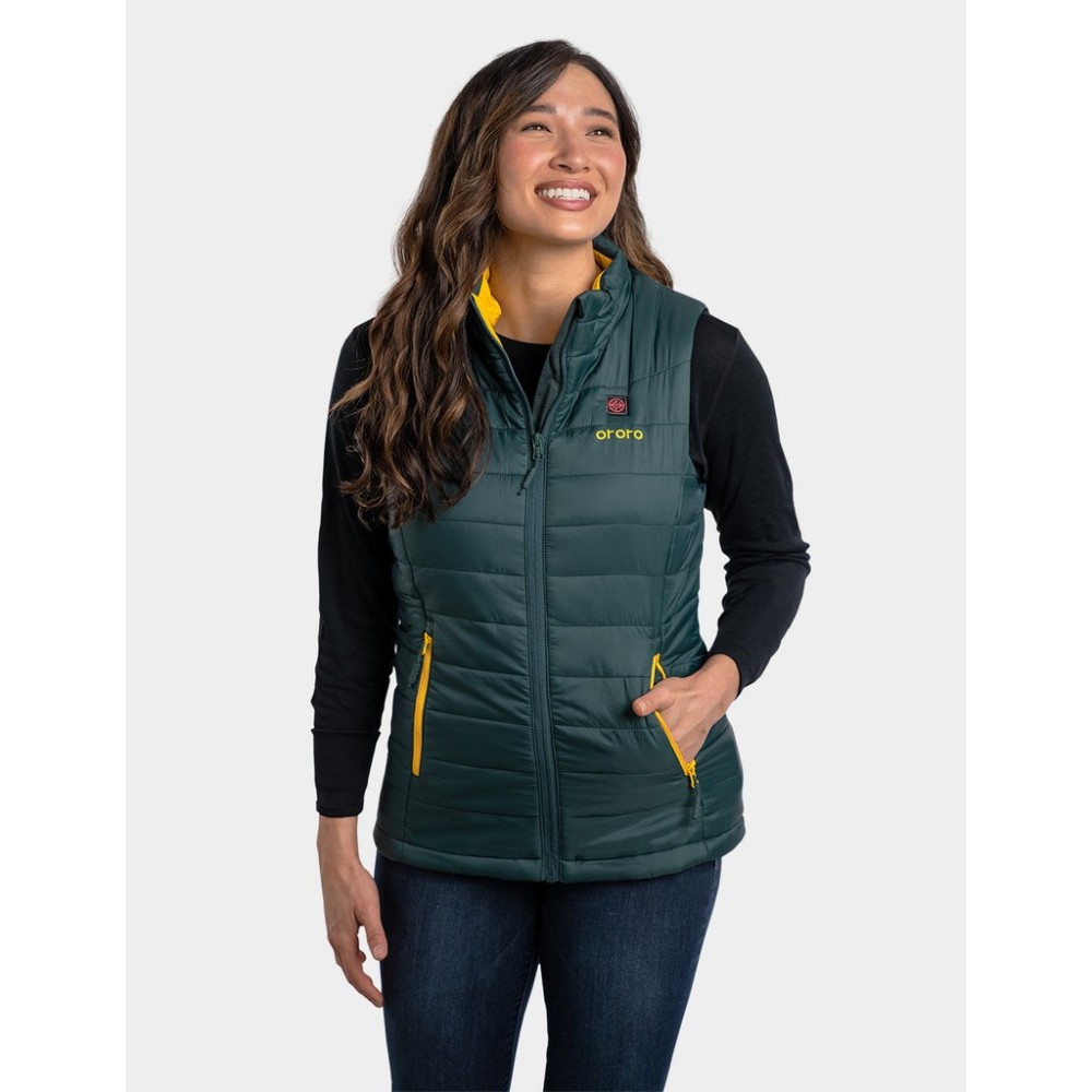 ORORO Womens Green & Gold Classic Heated Vest Kit XL - Ascmtools
