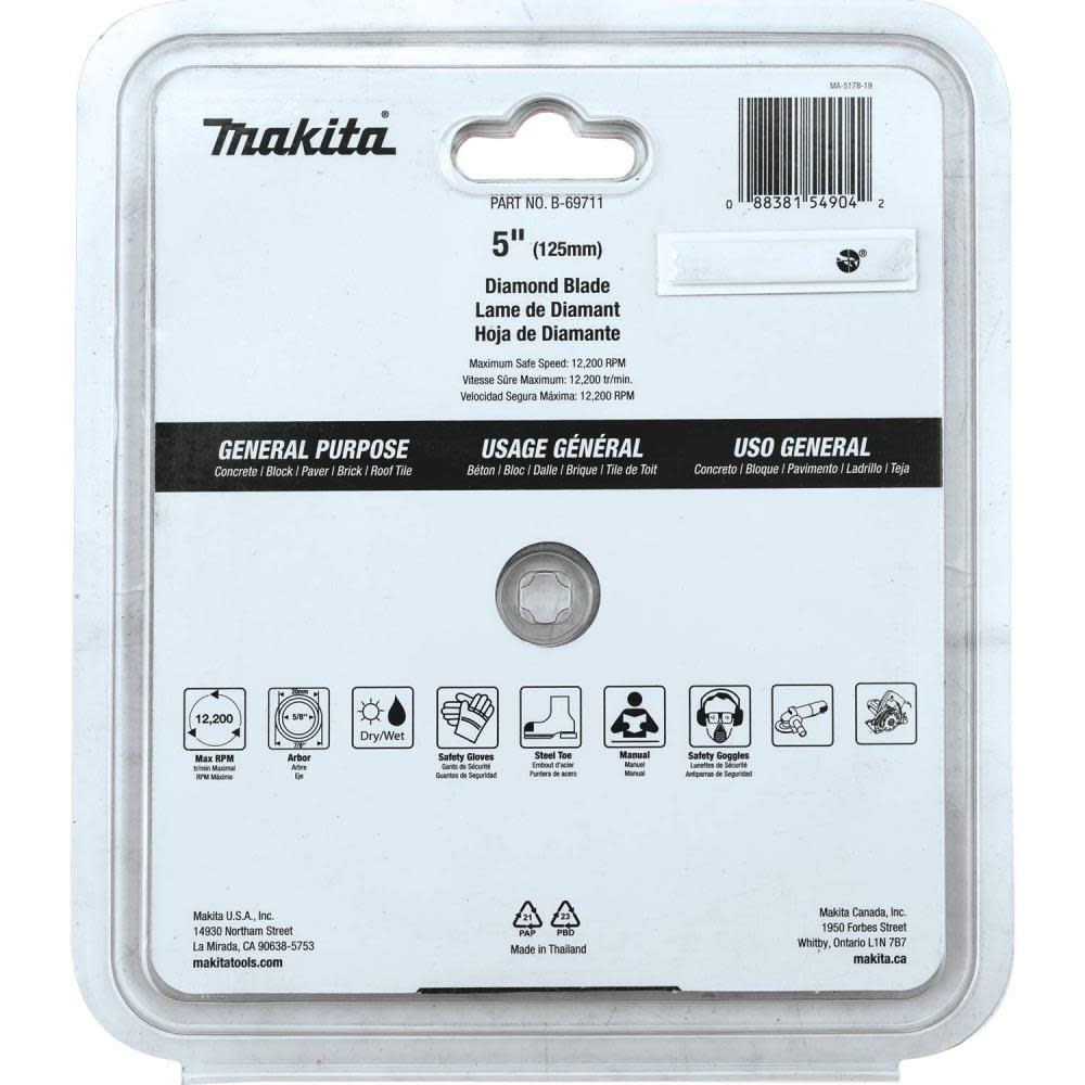 Makita 5″ Diamond Blade Turbo General Purpose - Ascmtools