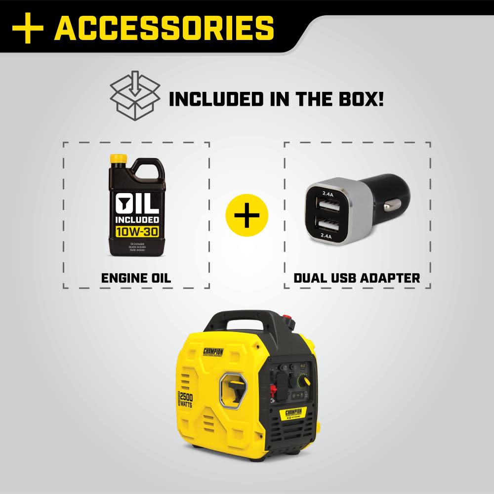 Champion Power Equipment 2500-Watt Ultralight Portable Inverter Generator - Ascmtools