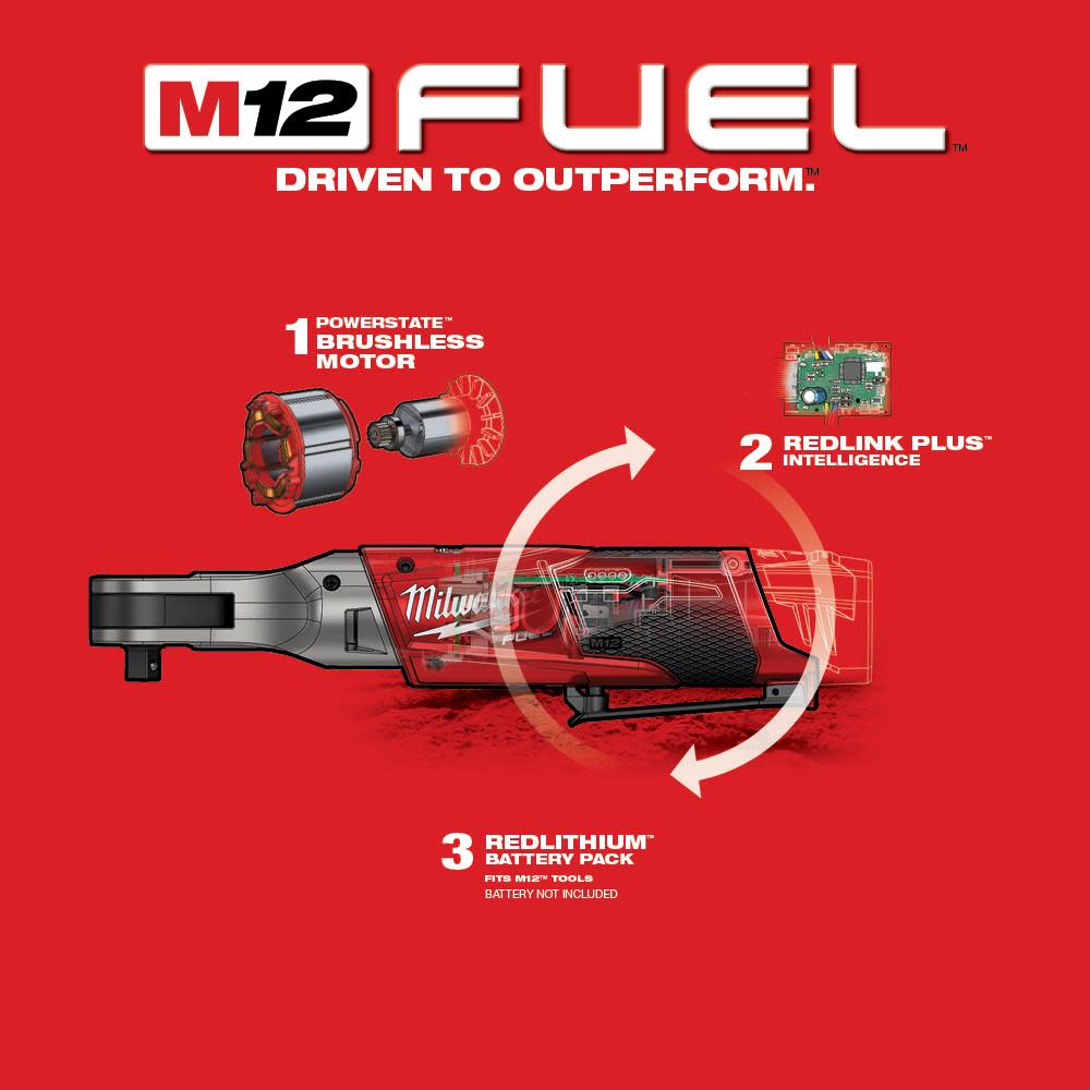 Milwaukee M12 FUEL  Ratchet (Tool Only) - Ascmtools
