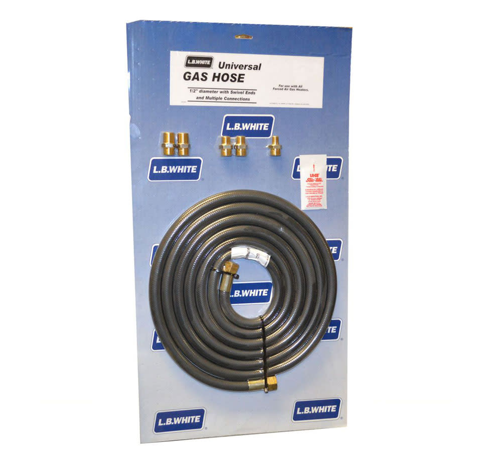 LB White 1/2 In. x 25 Ft. Universal Gas Hose Kit with 5 Adapters - Ascmtools