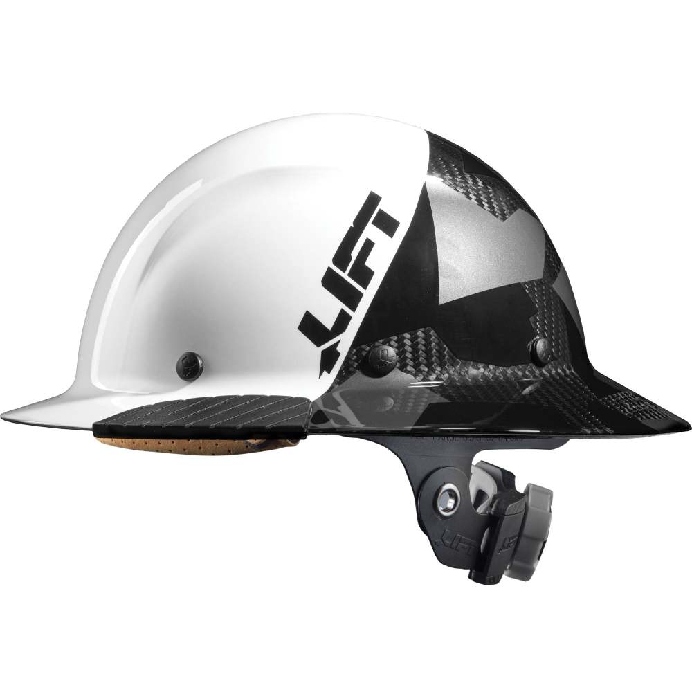 Lift Safety Hard Hat DAX FIFTY50 White/Black Carbon Full Brim - Ascmtools