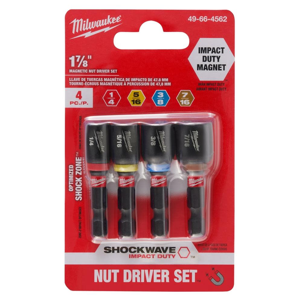 Milwaukee SHOCKWAVE Impact Duty 1-7/8″ Magnetic Nut Driver Set 4PC - Ascmtools