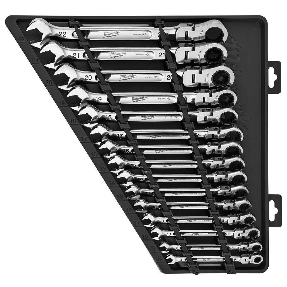Milwaukee Combination Wrench Set Metric Flex Head Ratcheting 15pc - Ascmtools