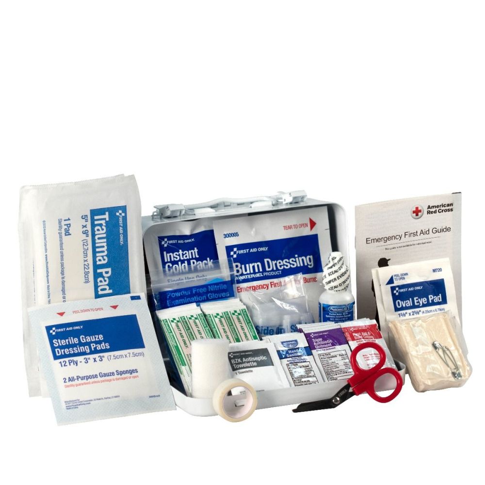 First Aid Only First Aid Kit 10 Person Metal Case ANSI Portable - Ascmtools