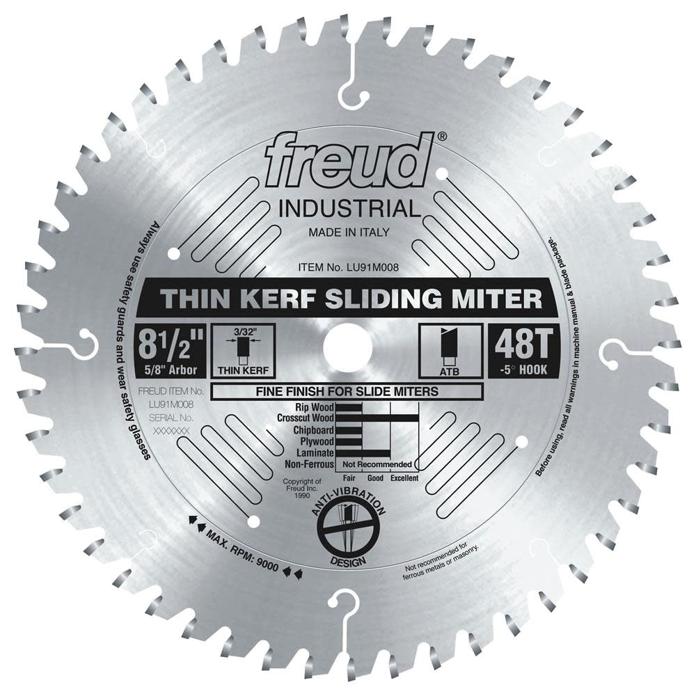 Freud 8-1/2 In. x 48T Thin Kerf Sliding Compound Miter Saw Blade - Ascmtools