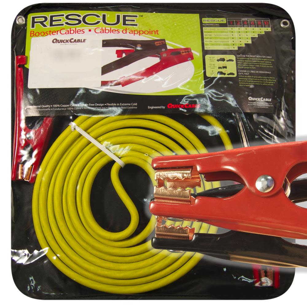 Quick Cable 20 Ft. 1 Gauge 500 Amp RESCUE Mechanic Clamp Heavy Booster Cable - Ascmtools