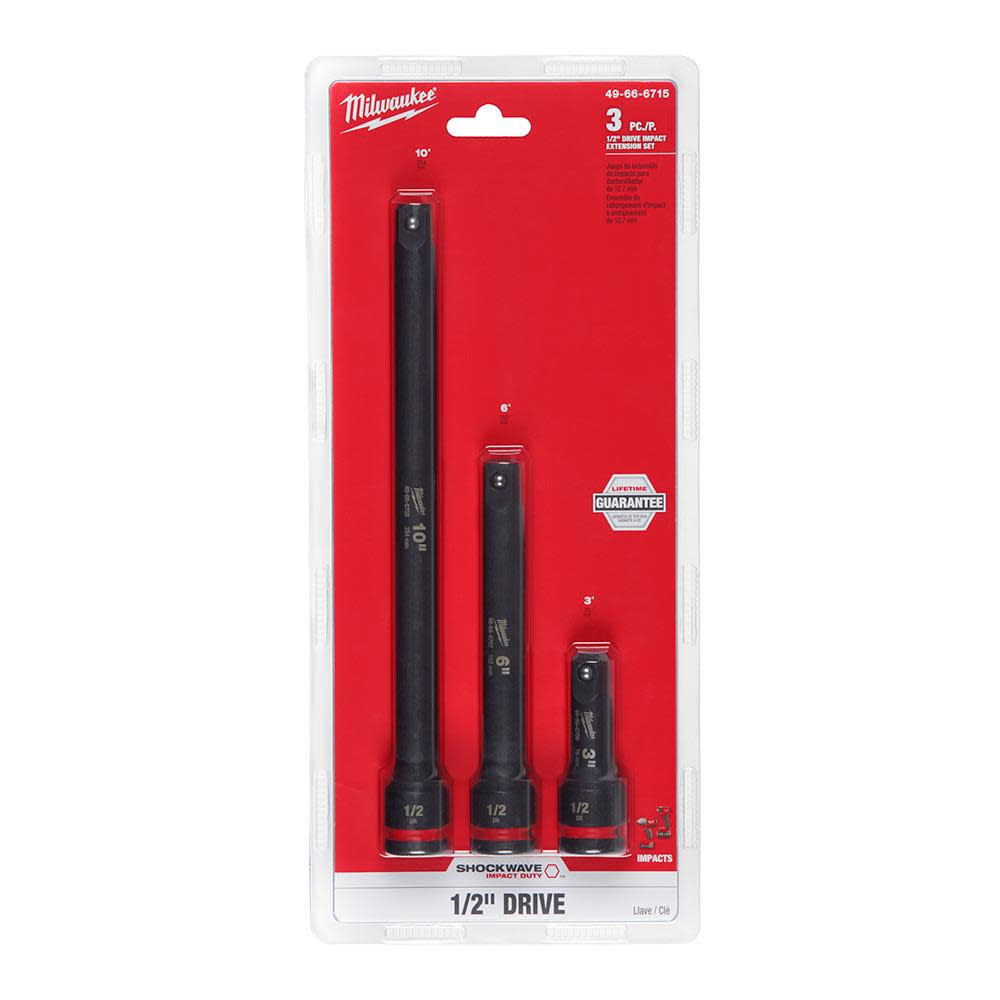 Milwaukee SHOCKWAVE Impact Duty 1/2″ Drive Extension Set 3pc - Ascmtools