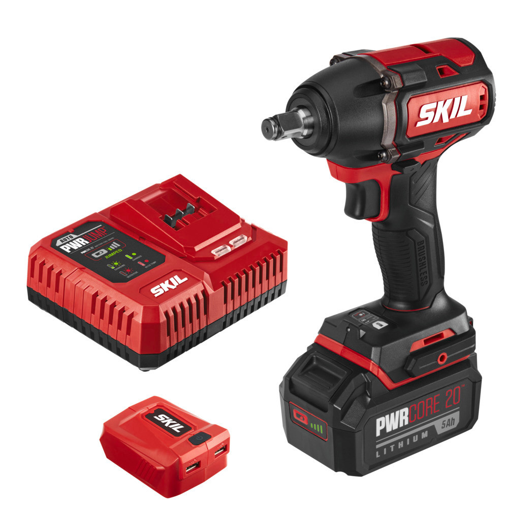 SKIL PWRCORE 20 Brushless 20V 1/2” Impact Wrench Kit - Ascmtools