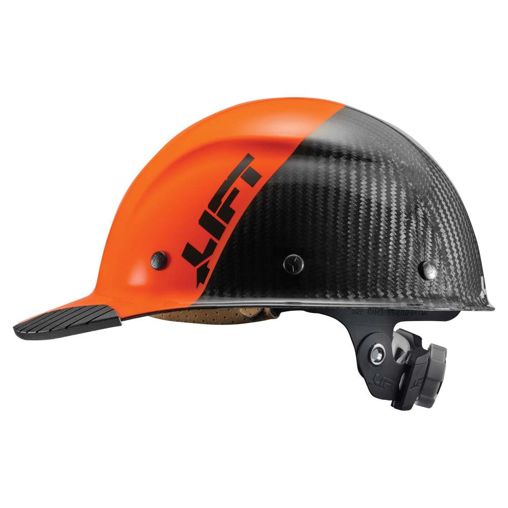Lift Safety Hard Hat DAX FIFTY50 Orange/Black Carbon Fiber Cap - Ascmtools