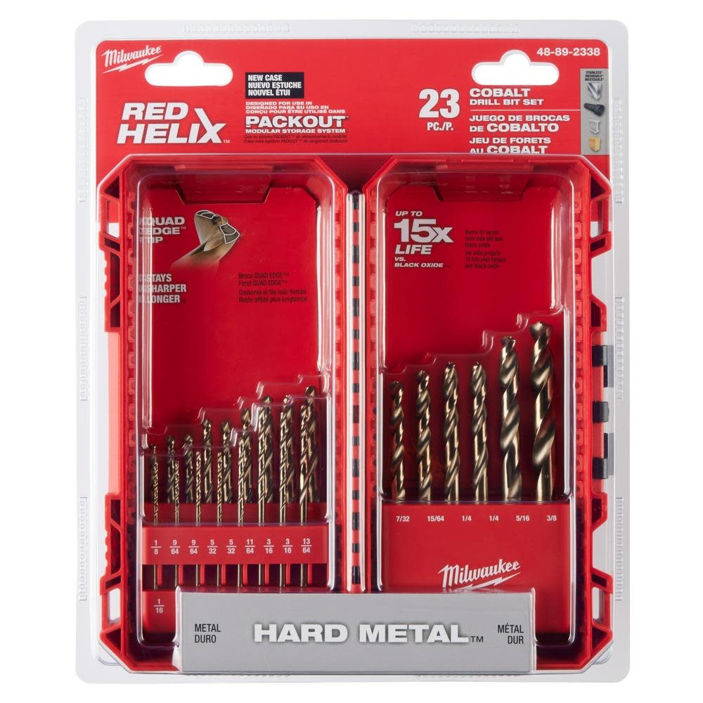 Milwaukee 23 Piece RED HELIX Cobalt Drill Bit Set - Ascmtools