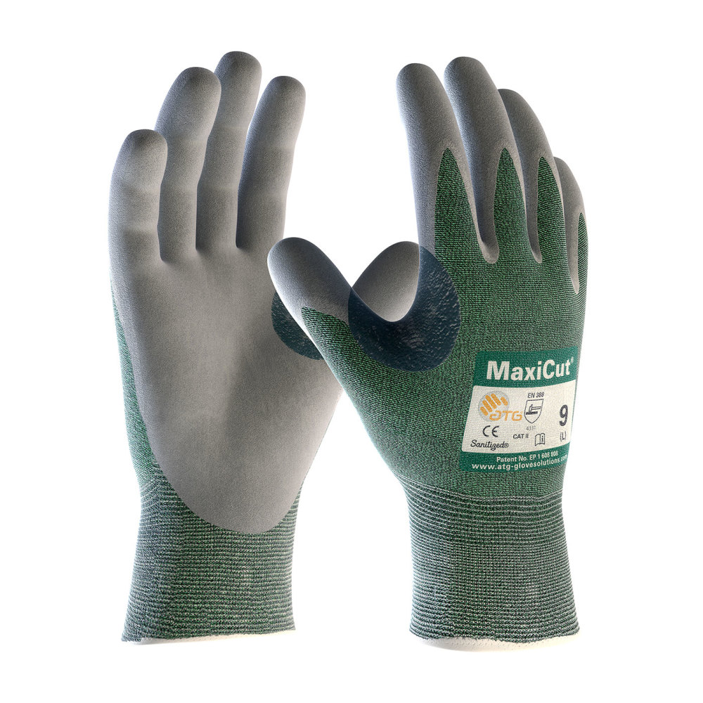 Protective Industrial Products MaxiCut Seamless Knit Engineered Yarn Glove with Nitrile Coated MicroFoam Grip on Palm & Fingers Large – 12 Pk - Ascmtools