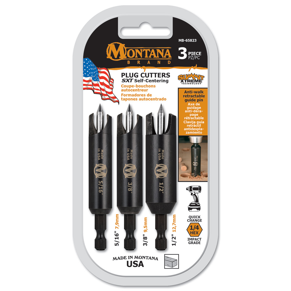 Montana Brand Tools Self Centering Wood Plug Cutters 3pc - Ascmtools