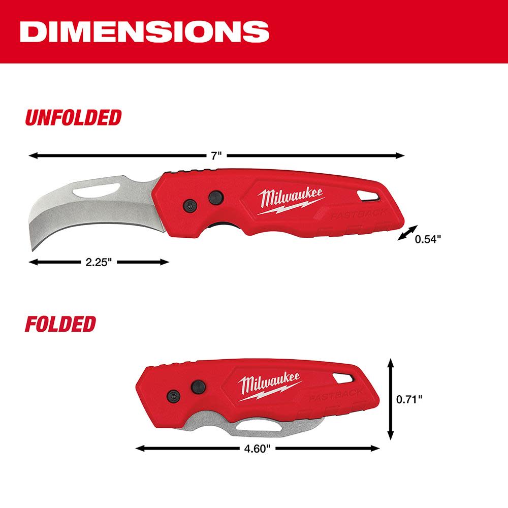 Milwaukee FASTBACK Hawkbill Folding Pocket Knife - Ascmtools