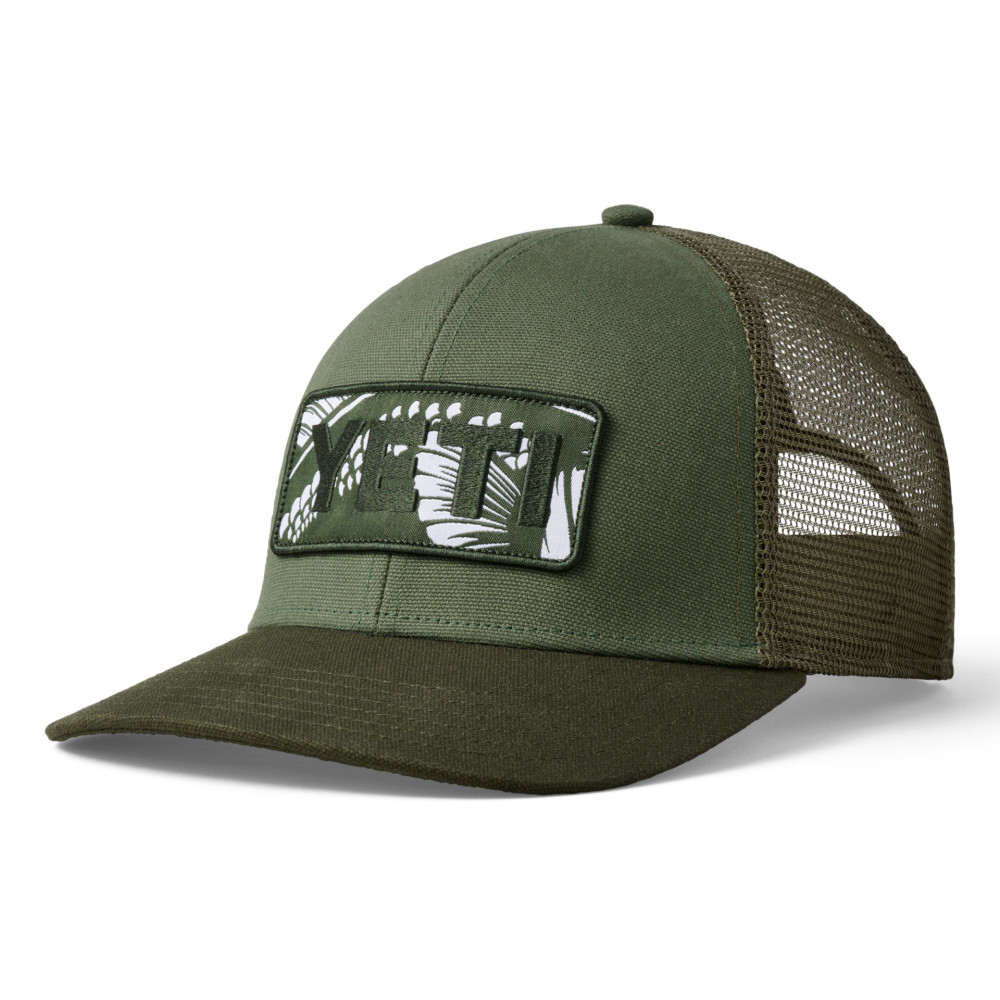 Yeti Bass Badge Olive Fishing Net Trucker Hat - Ascmtools