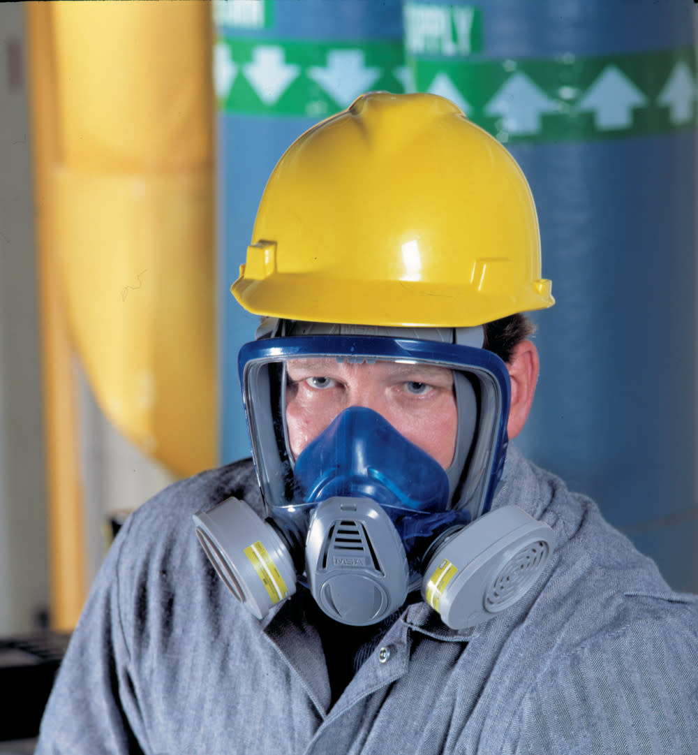 MSA Safety Works Advantage 3200 Full Face Mask Respirator Facepiece with Rubber Harness Medium - Ascmtools