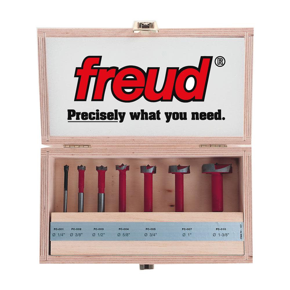 Freud Seven Piece Carbide Forstner Drill Bit Set (1/4 In. to 1-3/8 In.) - Ascmtools