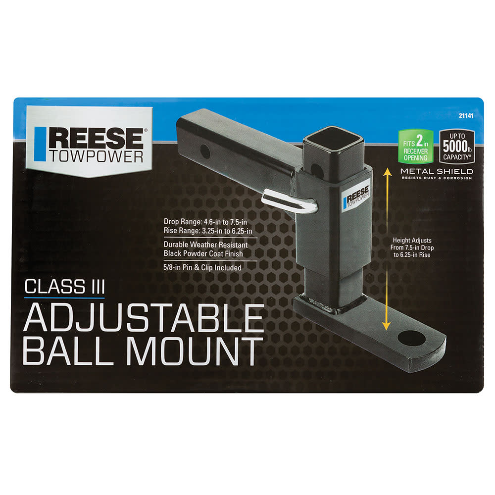 Reese 10.5″ 5000 lbs Black Adjustable Trailer Hitch Ball Mount - Ascmtools