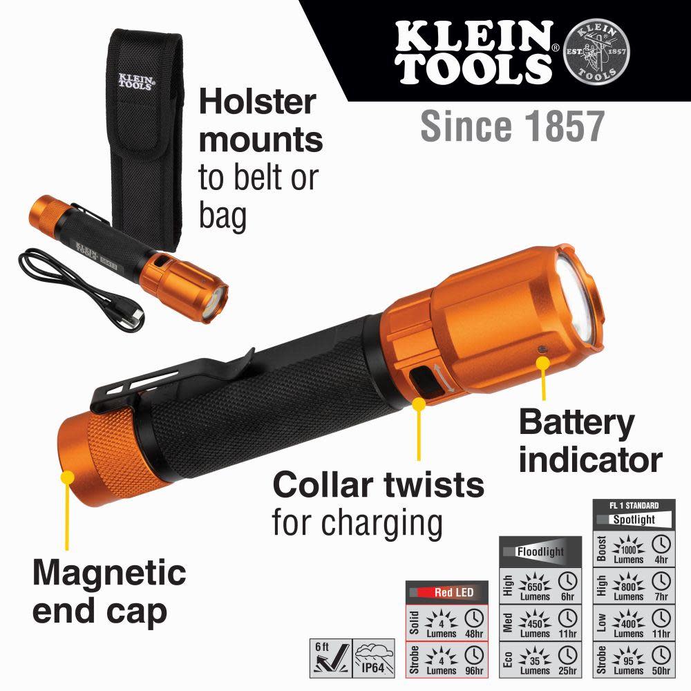 Klein Tools 2 Color LED Flashlight Rechargeable - Ascmtools
