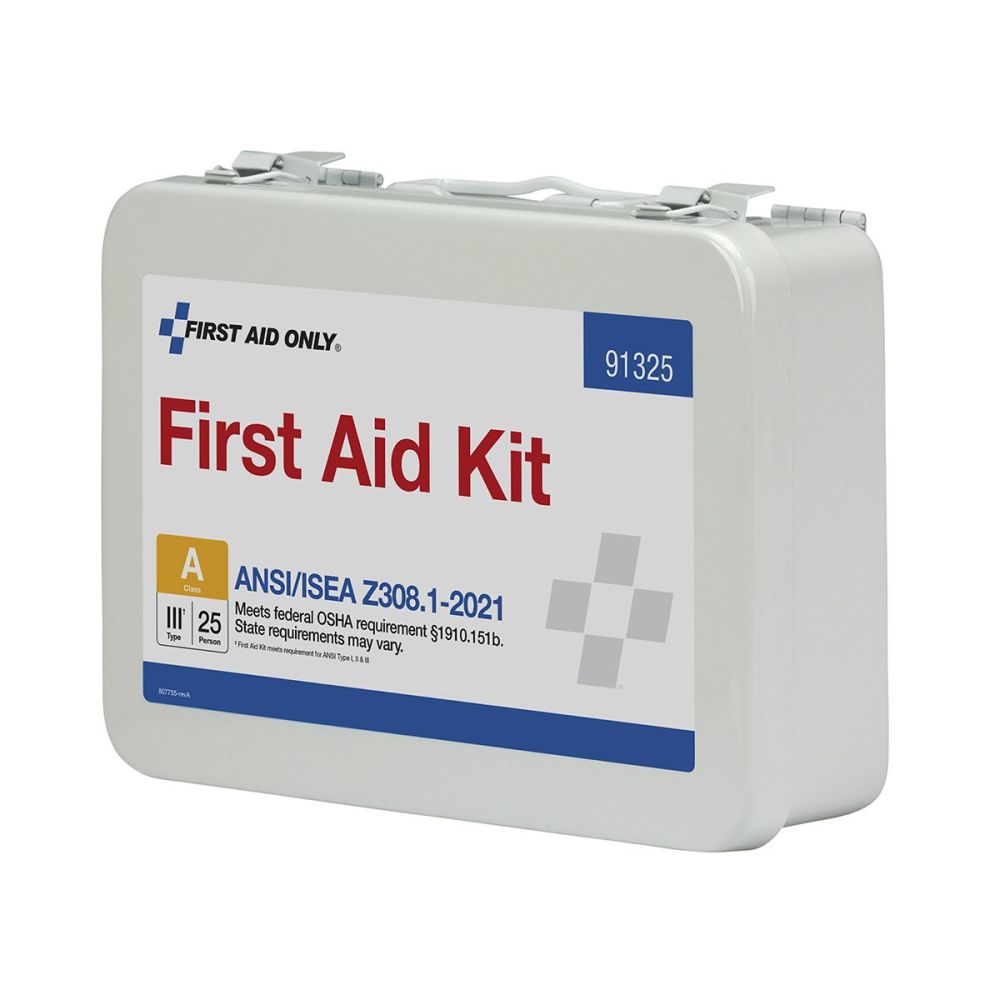 First Aid Only First Aid Kit 25 Person Metal Case ANSI Portable - Ascmtools
