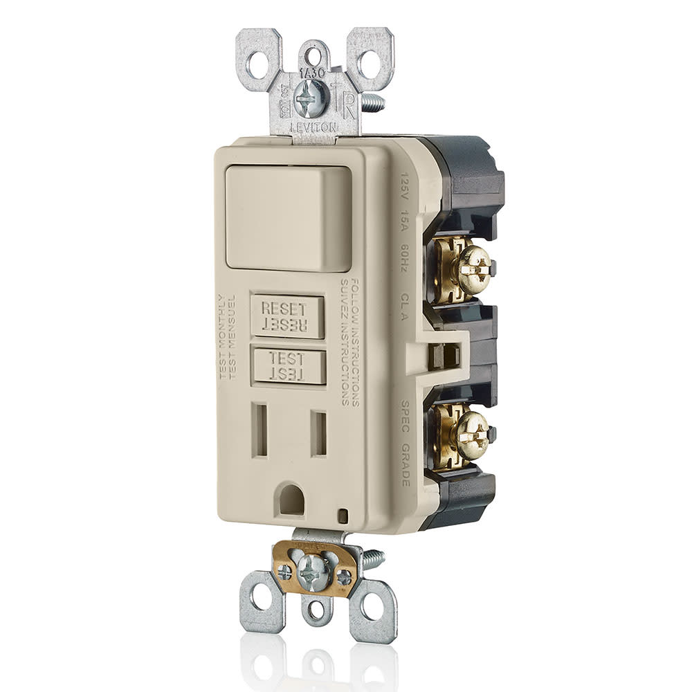 Leviton SmartlockPro GFCI Outlet 15A 125V Light Almond NEMA 5-15R - Ascmtools