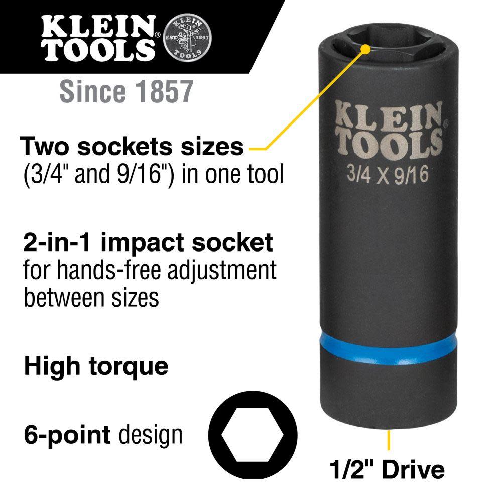 Klein Tools 2-in-1 Impact Socket 6-Point - Ascmtools