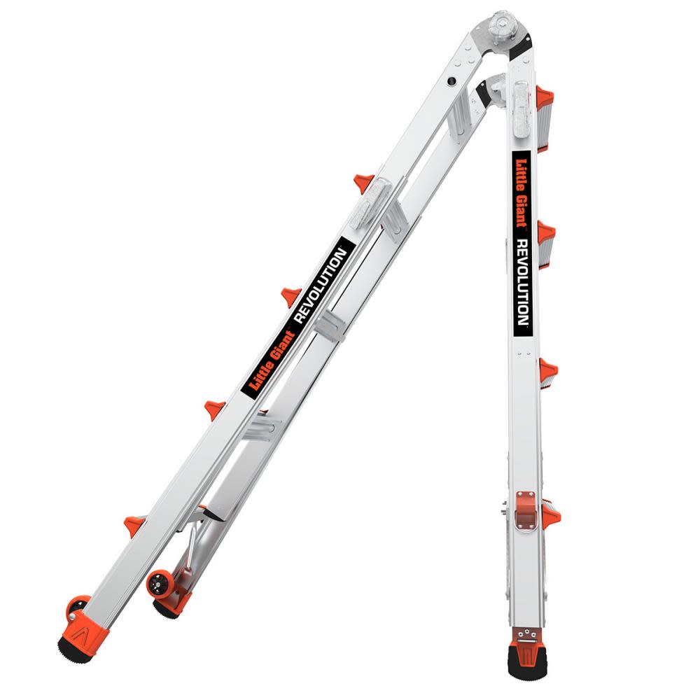Little Giant Safety Revolution M17 Aluminum Type 1A 300lb Rated Telescoping Multi-Position Ladder with Ratchet Leg Leveler - Ascmtools