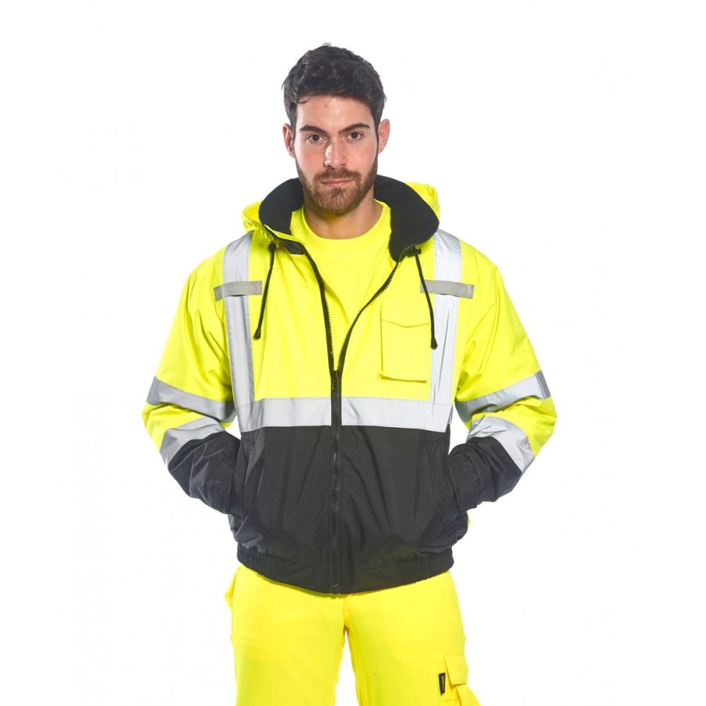Portwest Yellow and Black Hi-Vis Premium Bomber Jacket – 4XL - Ascmtools