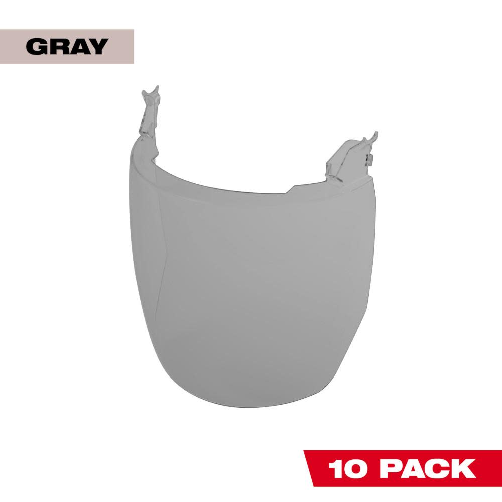 Milwaukee Gray Face Shield Replacement Lenses No Brim Helmet Only Mount 10pk - Ascmtools