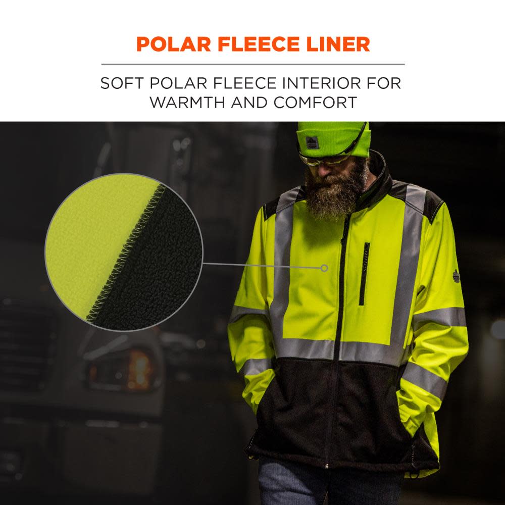 Ergodyne GloWear 8353 Jacket Softshell Water Resistant Lime Hi Vis Small - Ascmtools