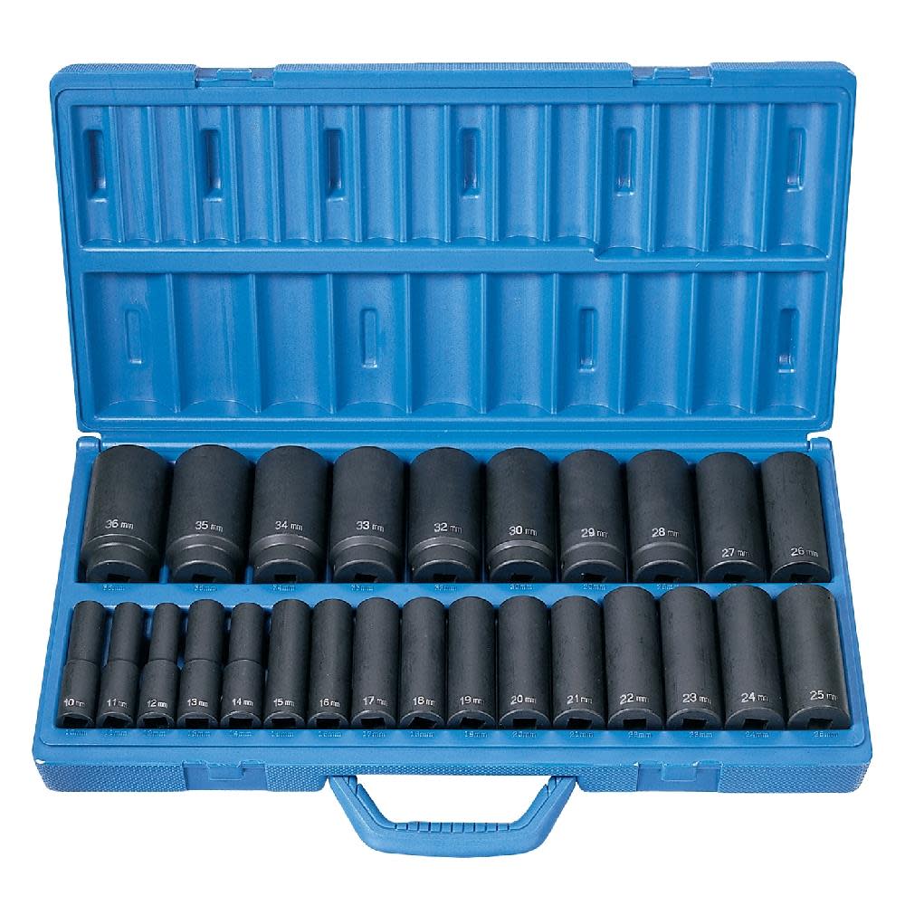 Grey Pneumatic 1/2″ Drive 26 Pc. Deep Length Metric Master Set - Ascmtools