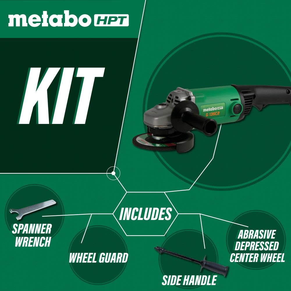 Metabo HPT 11-Amp 5″ Trigger Switch Angle Grinder - Ascmtools