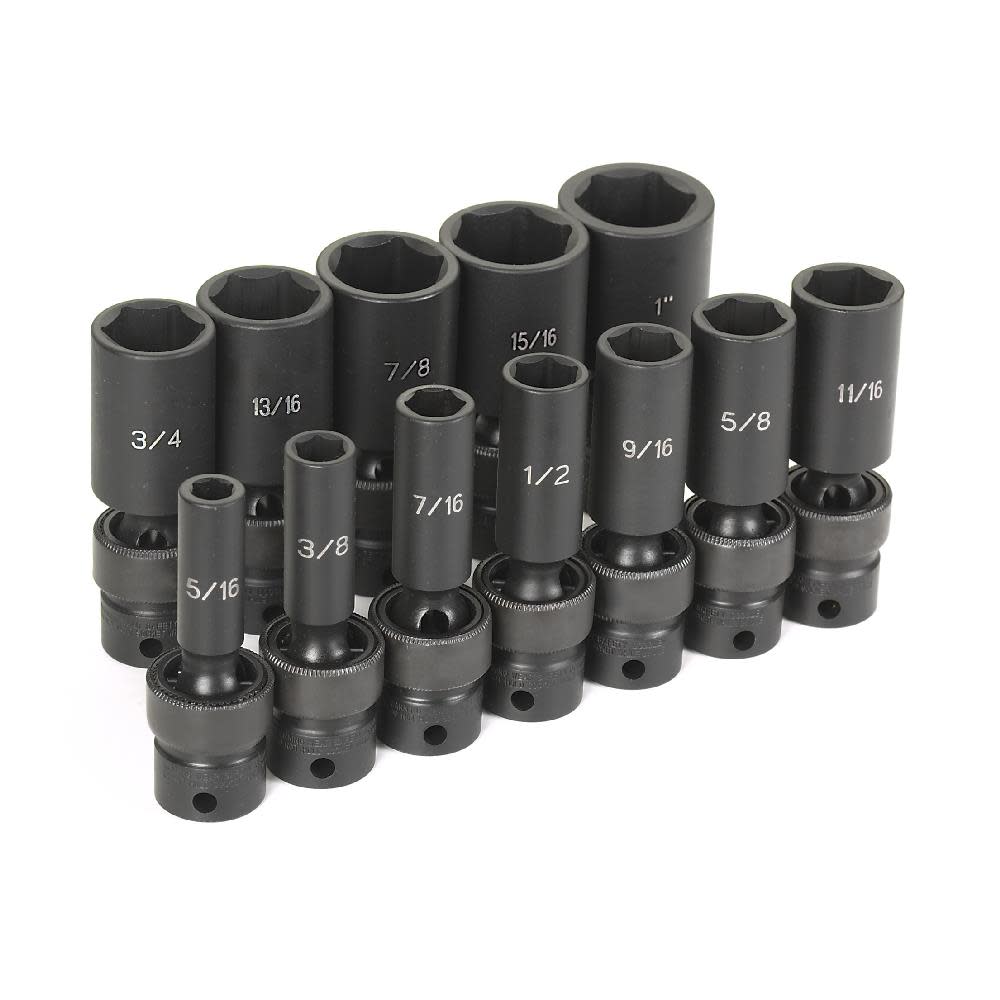 Grey Pneumatic 3/8″ Drive 12 Piece Semi-Deep SAE Universal Set - Ascmtools
