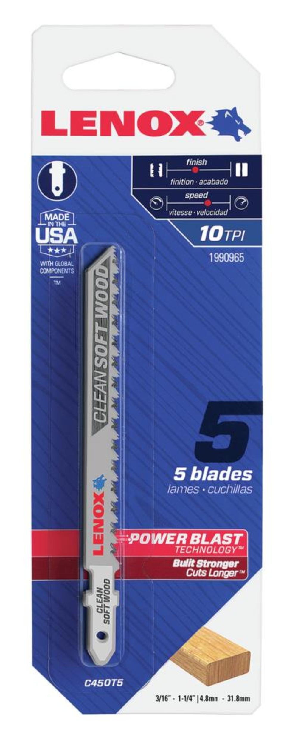 Lenox 4″ T shank Jigsaw Blade 5pk - Ascmtools