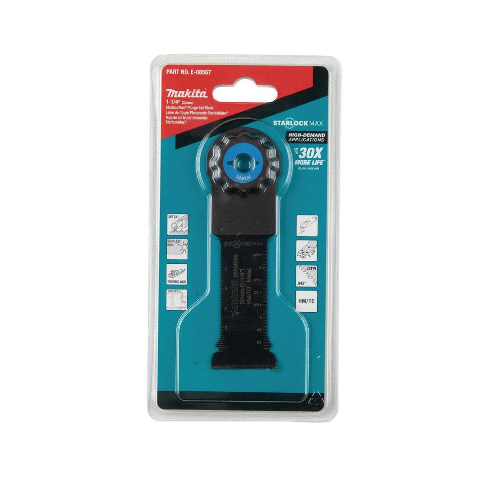 Makita StarlockMax Oscillating Multi Tool 1 1/4″ Hard Metal with Tungsten Carbide Teeth Plunge Cut Blade for Metal Cutting - Ascmtools