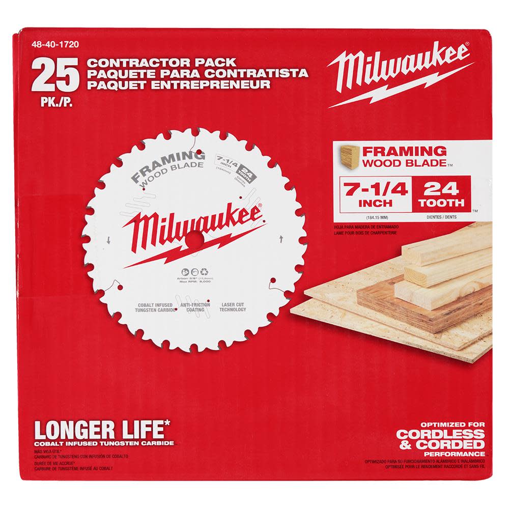 Milwaukee 7-1/4″ 24T Framing Contractor Pack (25PK) - Ascmtools