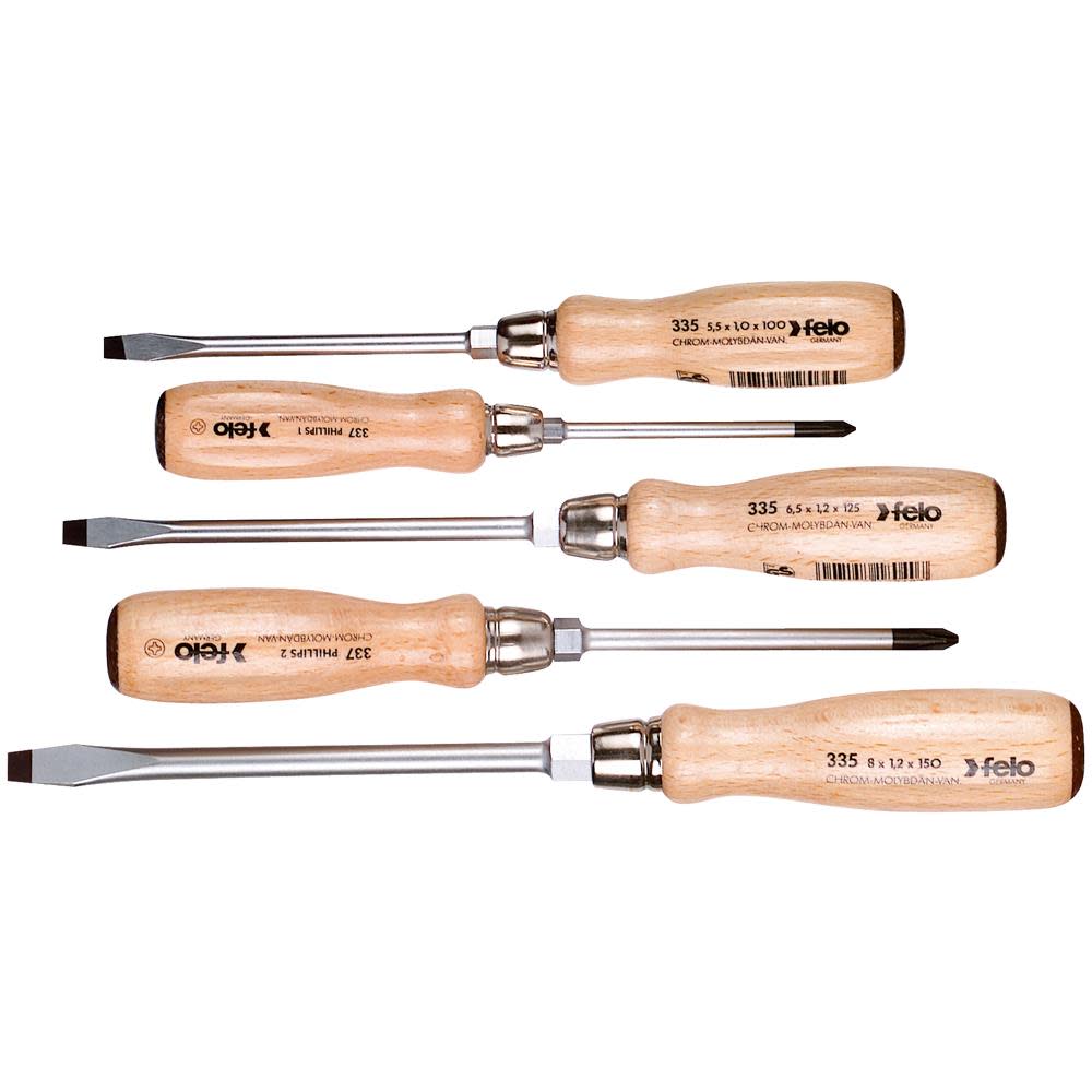 Felo 5pc Wooden Screwdriver Set - Ascmtools
