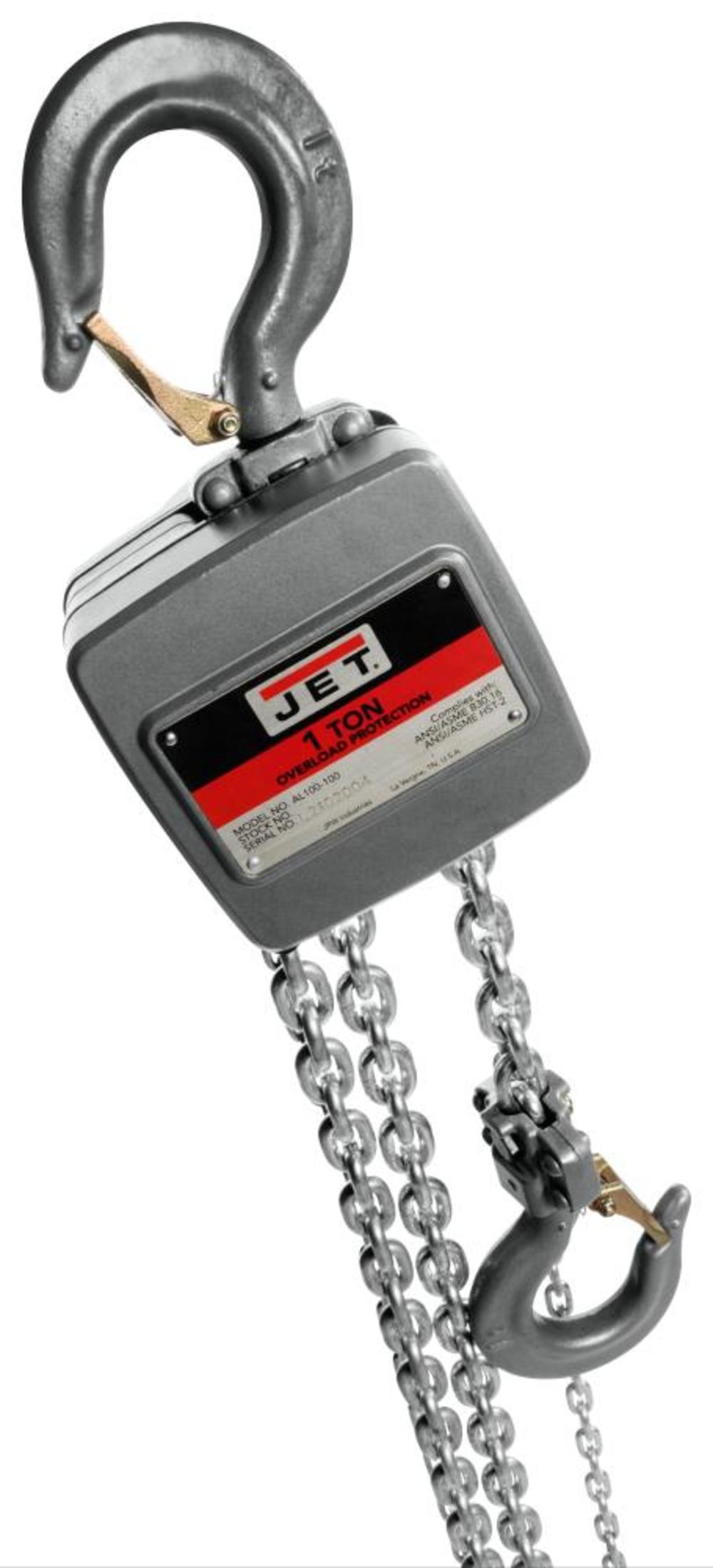 JET AL100-100-15 1 Ton Hand Chain Hoist with 15′ of Lift - Ascmtools