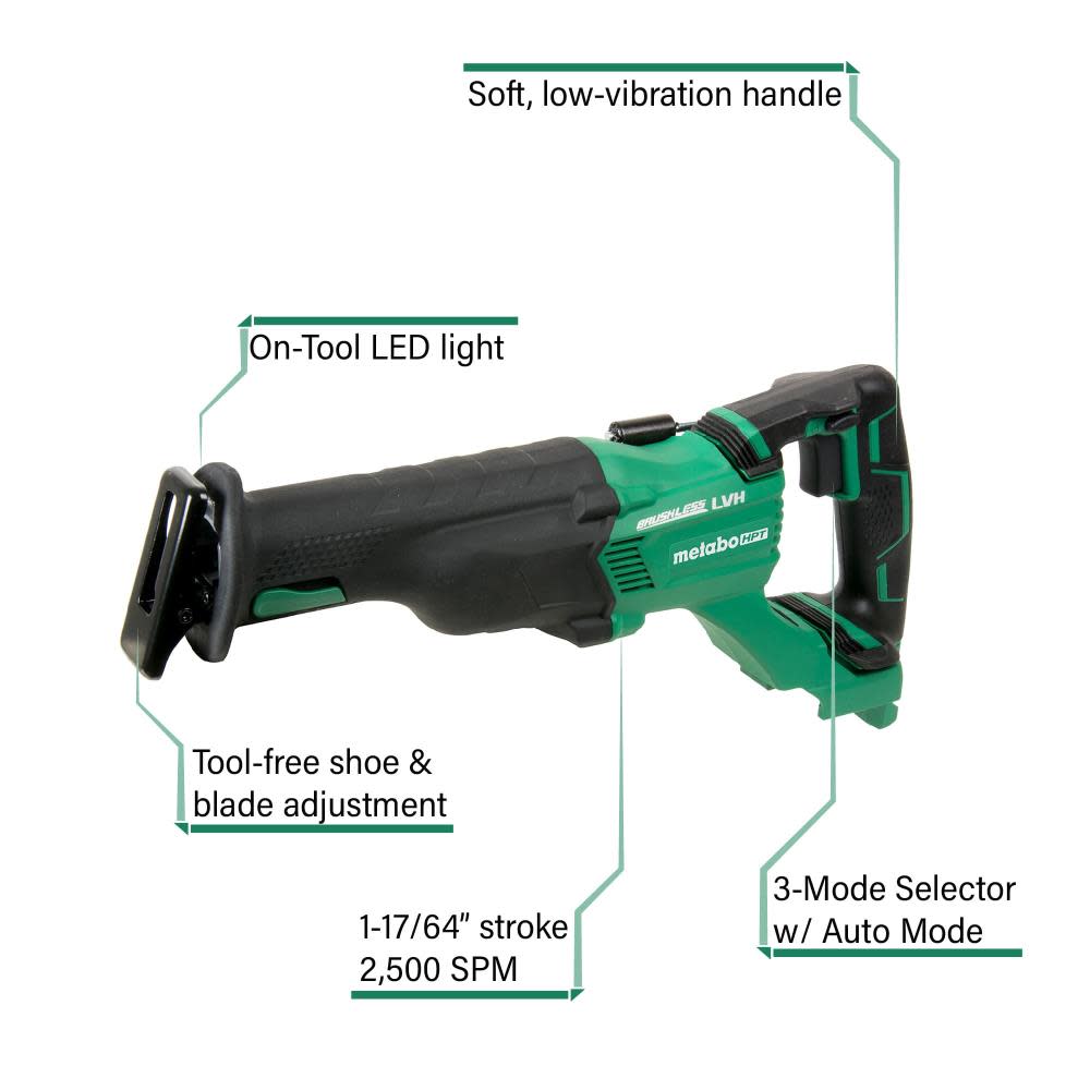 Metabo HPT 18V Brushless Li-Ion Reciprocating Saw (Bare Tool) - Ascmtools