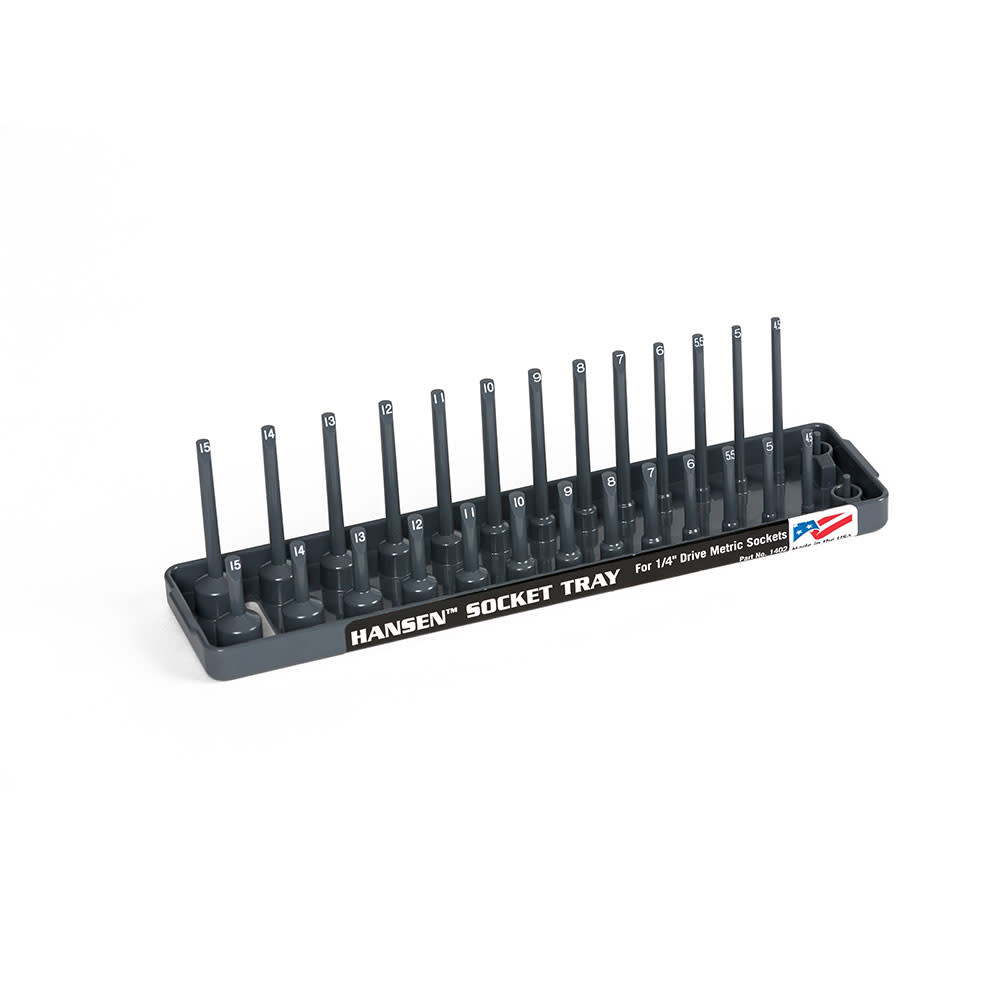 Hansen Global 2 Row Socket Tray 1/4″ Drive 28 Slot Metric Gray - Ascmtools